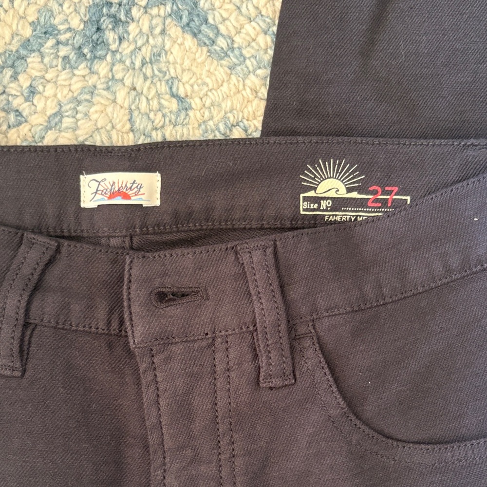 Faherty Washed Black Terry Pants
